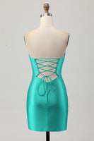 Load image into Gallery viewer, Sparkly Fuchsia Sweetheart Tight Short Beaded Prom Dress with Keyholes