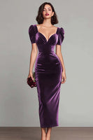 Load image into Gallery viewer, Burgundy Sheath Maxi Velvet Holiday Party Dress