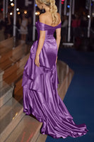 Load image into Gallery viewer, Dark Green Mermaid Off the Shoulder Long Gala Dress with Ruffles