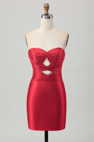 Load image into Gallery viewer, Sparkly Red Sweetheart Beaded Tight Short Prom Dress with Keyholes