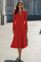 Load image into Gallery viewer, Sky Blue Satin Shawl Lapel A Line Midi Blazer Dress with Sleeves