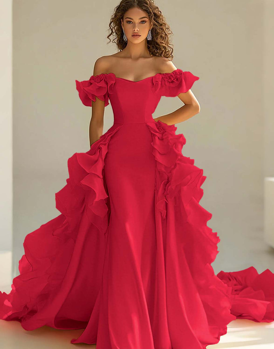 Load image into Gallery viewer, Yellow Mermaid Satin Long Prom Dress with Ruffles