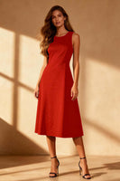 Load image into Gallery viewer, Simple Black Round Neck Satin Bodycon Midi Cocktail Dress