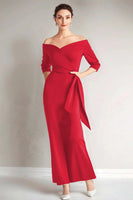 Load image into Gallery viewer, Elegant Plum Off the Shoulder Mother of the Bride Dress