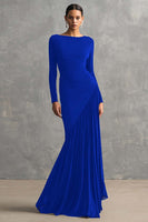 Load image into Gallery viewer, Black Mermaid Boat Neck Maxi Formal Dress with Sleeves