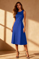 Load image into Gallery viewer, Simple Black Round Neck Satin Bodycon Midi Cocktail Dress