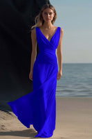 Load image into Gallery viewer, White Sheath V-Neck Chiffon Engagement Dress