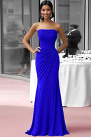 Load image into Gallery viewer, Coffee Strapless Sheath Ruched Floor Length Gala Dress