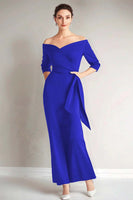 Load image into Gallery viewer, Elegant Plum Off the Shoulder Mother of the Bride Dress