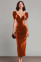 Load image into Gallery viewer, Burgundy Sheath Maxi Velvet Holiday Party Dress