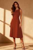 Load image into Gallery viewer, Simple Black Round Neck Satin Bodycon Midi Cocktail Dress