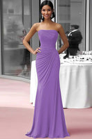 Load image into Gallery viewer, Coffee Strapless Sheath Ruched Floor Length Gala Dress