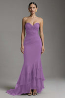 Load image into Gallery viewer, Black Sweetheart Ruched Mermaid Ruffled Long Formal Dress