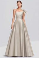 Load image into Gallery viewer, Ball Gown Dusty Sage One Shoulder Satin Long Formal Dress