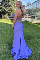 Load image into Gallery viewer, Sparkly Purple Mermaid Long Prom Dress with Beadings