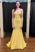 Load image into Gallery viewer, Sparkly Yellow Mermaid Long Beaded Prom Dress