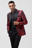 Load image into Gallery viewer, Burgundy 2 Pieces Peak Lapel Flowers Men's Prom Suits