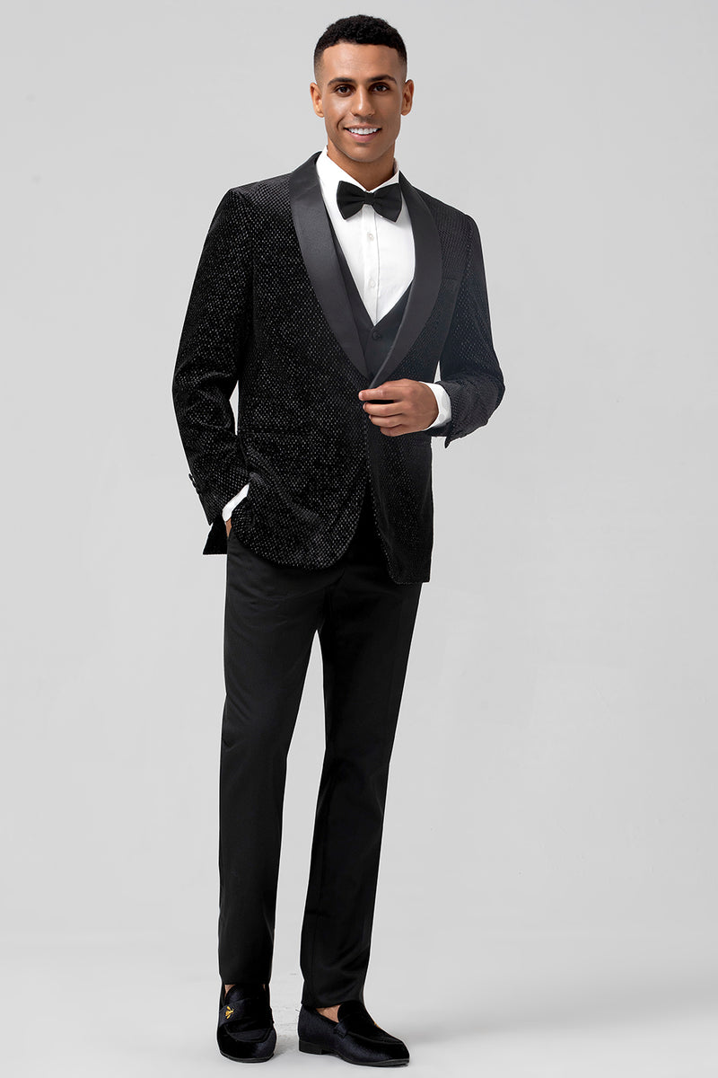 3 Pieces Black Classic Party Prom Suit for Guys with Notch Lapel main image 0