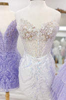 Load image into Gallery viewer, Sparkly Blue Tight Sequined Appliques Corset Short Prom Dress