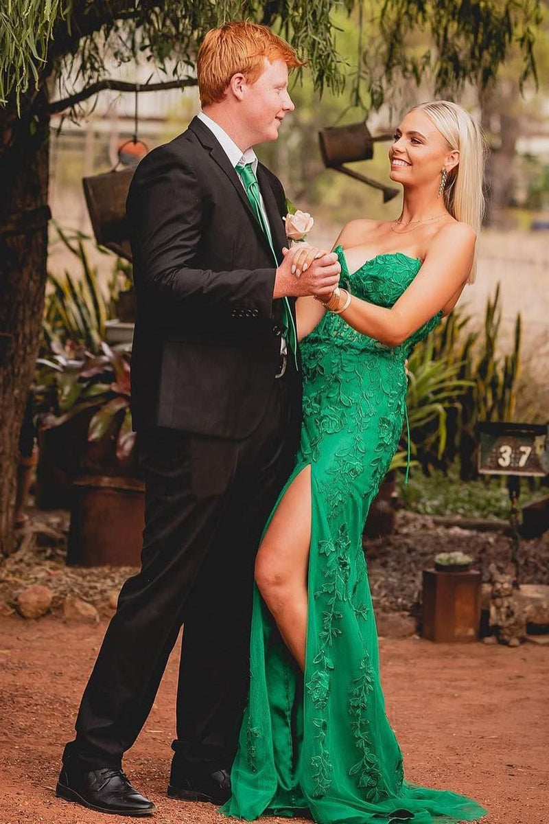 Load image into Gallery viewer, Mermaid Sweetheart Fuchsia Corset Prom Dress with Appliques