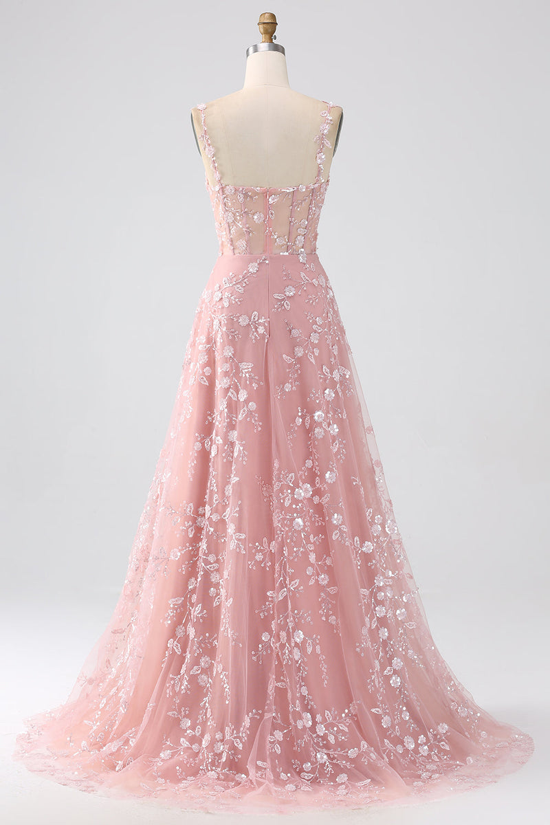 Load image into Gallery viewer, A-Line Blush Corset Prom Dress