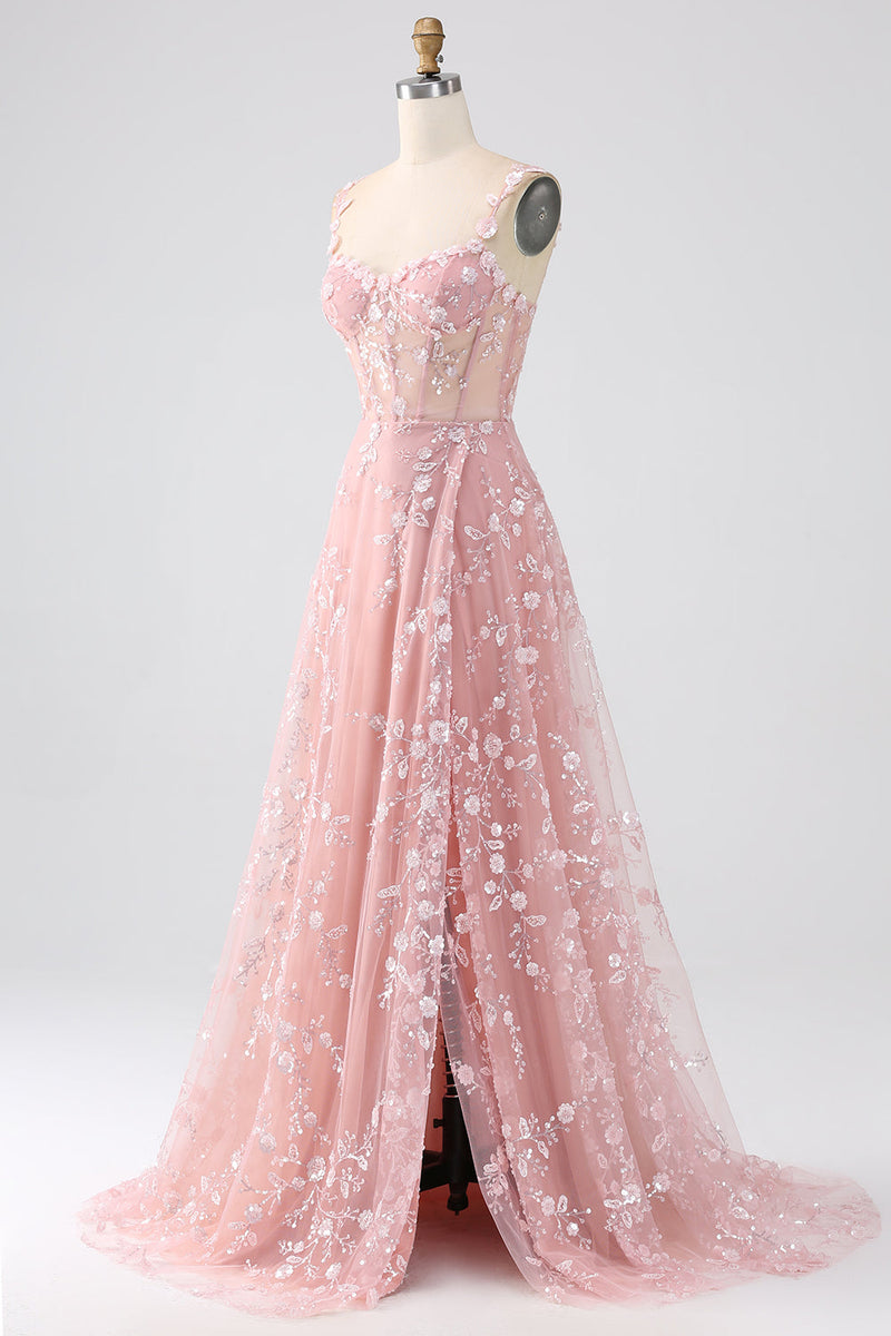 Load image into Gallery viewer, A-Line Blush Corset Prom Dress