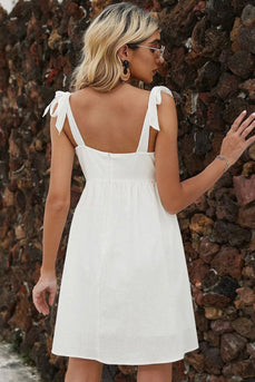 White Shoulder Straps A Line Mini Graduation Dress