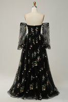 Load image into Gallery viewer, Champagne Off The Shoulder Long Sleeves A-Line Prom Dress