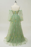 Load image into Gallery viewer, Champagne Off The Shoulder Long Sleeves A-Line Prom Dress