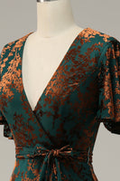 Load image into Gallery viewer, Blue A-Line Burnout Wrap Velvet Long Prom Dress with Sleeves