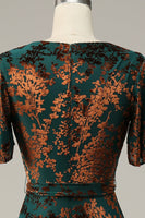 Load image into Gallery viewer, Blue A-Line Burnout Wrap Velvet Long Prom Dress with Sleeves