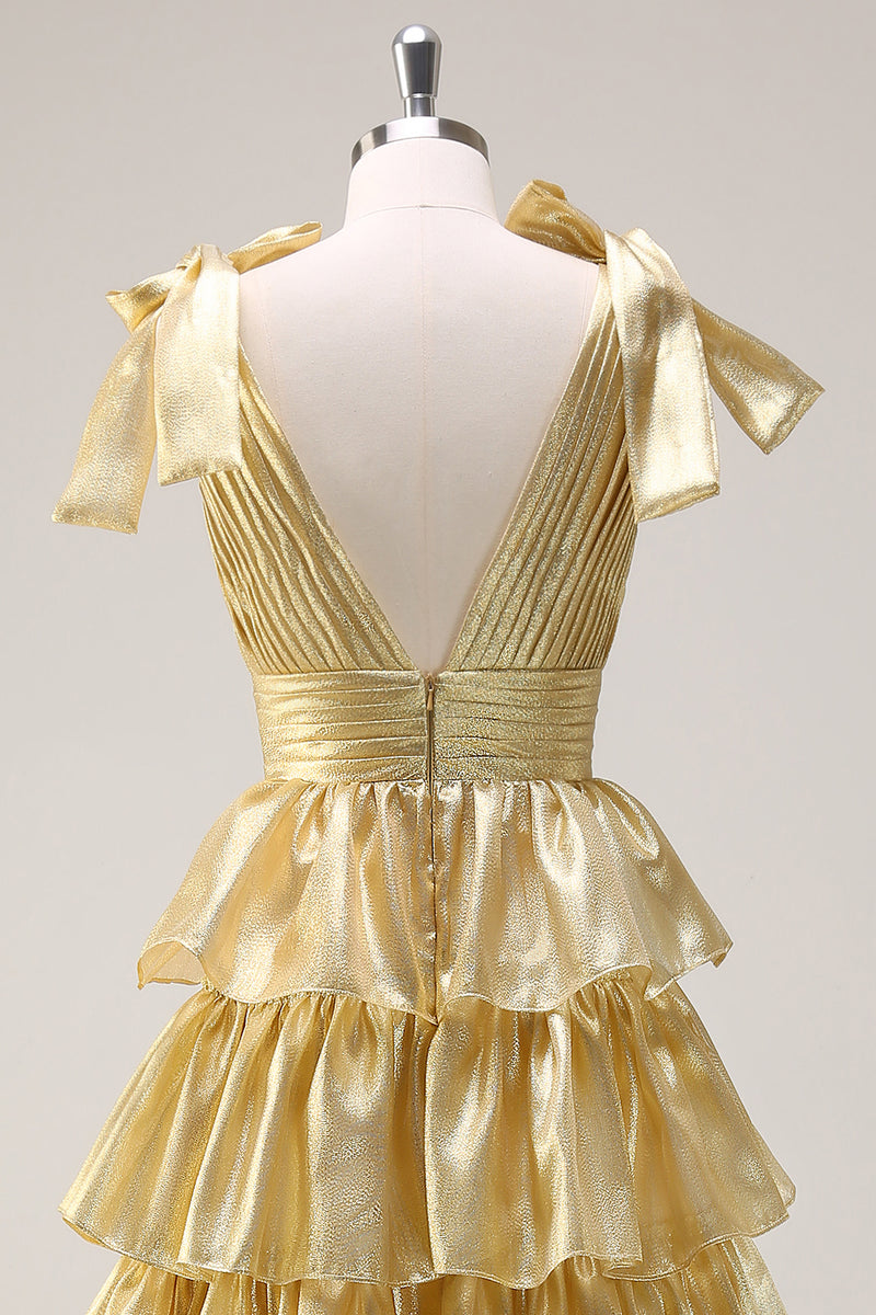 Load image into Gallery viewer, Princess A-Line V-Neck Fuchsia Prom Dress With Slit