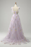 Load image into Gallery viewer, A-Line Spaghetti Straps Grey Blue Long Prom Dress with Embroidery