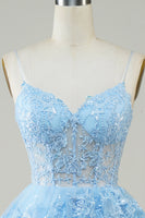 Load image into Gallery viewer, Spaghetti Straps Dark Blue Sparkly Corset Party Dress