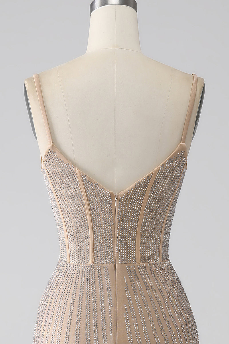 Load image into Gallery viewer, Sparkly Black Mermaid Spaghetti Straps Long Prom Dress with Slit