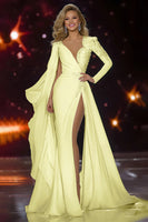 Load image into Gallery viewer, Sparkly White Long Sleeves Mermaid Pageant Dress with Slit