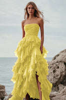 Load image into Gallery viewer, Fuchsia Tulle A Line Tiered Ruched Long Formal Dress