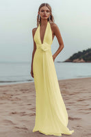 Load image into Gallery viewer, White Chiffon A Line V-Neck Engagement Dress