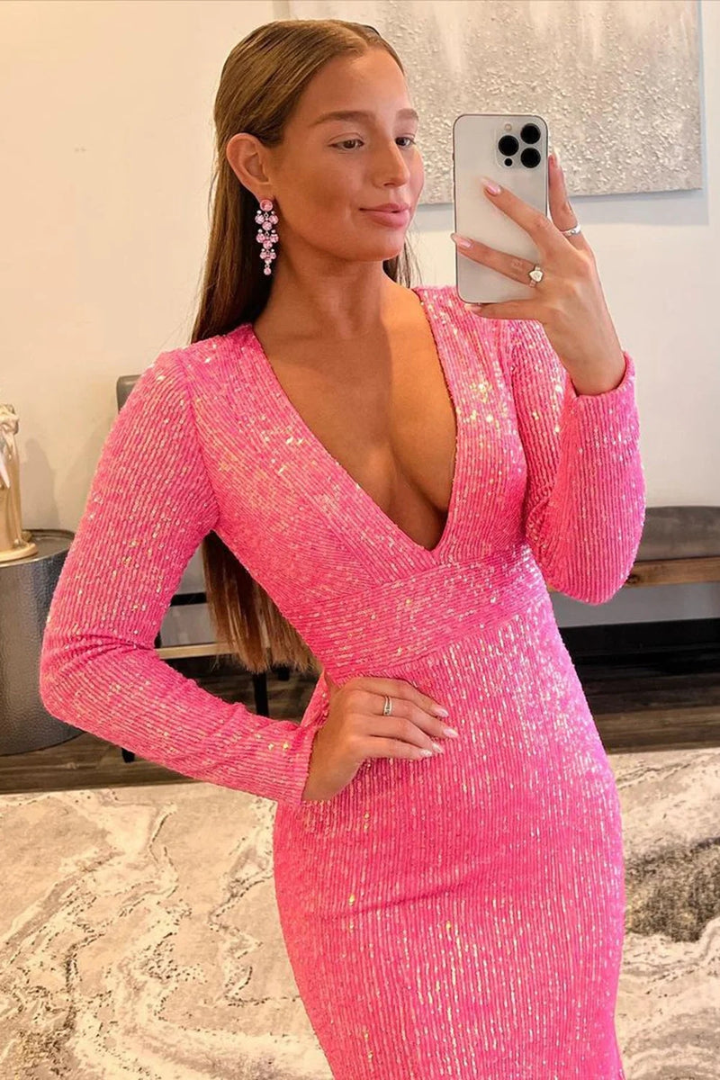 Load image into Gallery viewer, Mermaid Glitter Navy Sequins Mesh Evening Dress Backless Prom Dress