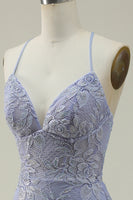 Load image into Gallery viewer, Halter Lace Purple Long Prom Dress with Slit