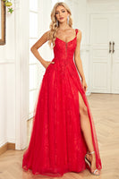 Load image into Gallery viewer, Tulle Red Ball Gown Dress with Appliques