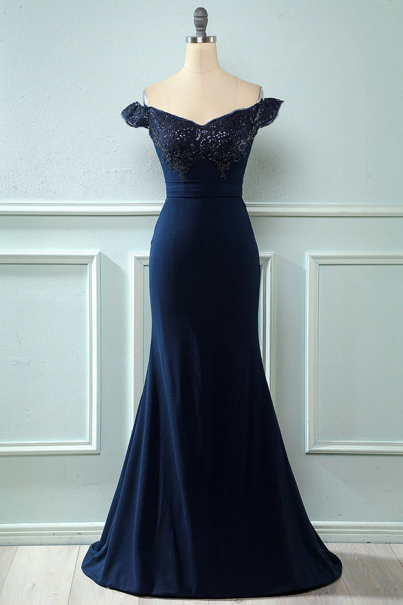 Load image into Gallery viewer, Off Shoulder Sequins Mermaid Prom Dress