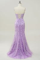 Load image into Gallery viewer, Coral Sweetheart Lace-Up Long Mermaid Prom Dress with Appliques