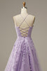 Load image into Gallery viewer, A-Line Spaghetti Straps Purple Long Prom Dress