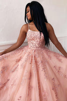 Load image into Gallery viewer, A-Line Spaghetti Straps Purple Long Prom Dress