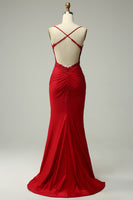 Load image into Gallery viewer, Mermaid Halter Dark Green Long Prom Dress with Beading