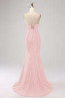 Load image into Gallery viewer, Stunning Black Mermaid Spaghetti Straps Corset Prom Dress with Split Front