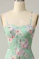 Load image into Gallery viewer, Mermaid Spaghetti Straps Flower Printed Light Green Long Prom Dress