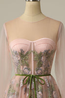 Load image into Gallery viewer, A Line Jewel Light Nude Long Prom Dress with Embroidery