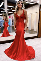 Load image into Gallery viewer, Sparkly Navy Beaded Open Back Mermaid Long Prom Dress